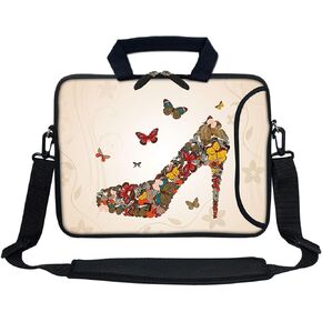 Meffort Inc 13.3 Inch Neoprene Laptop Bag with Extra Side Pocket Compatible with 12.5" to 13.3" MacBooks Chromebooks & Laptops - Butterfly High Heel