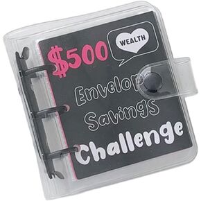 Mini Money Saving Binder with 25 Cash Envelopes $500 Money Saving Challenge Reusable Savings Challenges Budget Book with Stickers, Savings Binder, Gifts for Christmas, New Year
