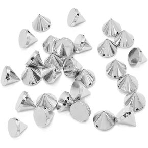100pcs 12mm Silver Bullet Spike Cone Studs Punk Bullet Cone Plastic Rivets Spike Studs Beads for Cosplay Costume Jackets Bags & Shoes Embellishment DIY Craft Accessories