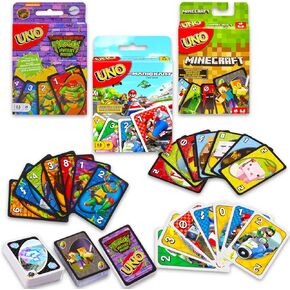 UNO Video Game Cards Set - Bundle with Minecraft, Super Mario, Teenage Mutant Ninja Turtles UNO Cards for Kids Plus Stickers, More | Minecraft, Mario, TMNT Activities for Kids, Family Game Night