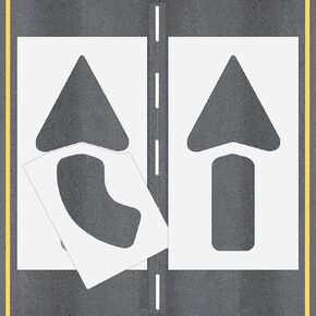 2 Pcs Large Straight and Turn Arrow Stencils, 20"x42" Reusable Silicone Pavement Marking Stencil Set, Oversized Parking Lot & Garage Directional Line Painting Templates