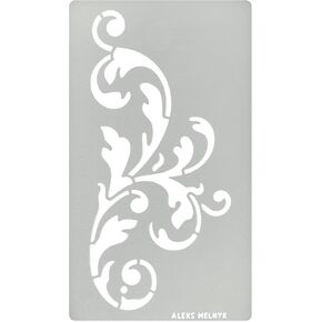 Aleks Melnyk No.349 Metal Stencil, Swirls, Ornaments, Flowers Vine, Patterns, Border, Small Stencil, 1 PCS, Template for Wood Burning, Engraving, Crafting, Scrapbook, Art, Ornate