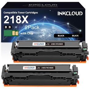 218X Black Toner Cartridge High Yield Replacement for HP 218X W2180X 218A W2180A Work with HP Color Laserjet Pro 3201DW MFP 3301FDW 3301SDW 3301CDW Printer, 2Pack