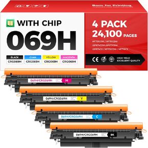 069H Toner Cartridge 4 Pack (with Chip) Compatible Replacement for Canon 069 069 H Works for Canon Color ImageCLASS MF753Cdw MF751Cdw LBP674Cdw LBP674C MF750C Series Printer