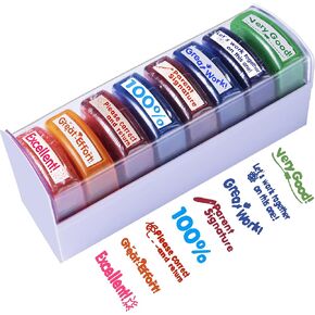Teacher Stamps for Classroom Grading 8PCS – Rectangular Self Inking Colorful Set for Teachers Gifts with Motivational Encouraging Messages –Homeschool & Teacher Supplies