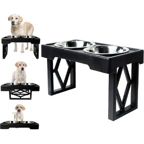 Hyper Pet Elevated Dog Bowls Large Breed, Adjustable Raised Dog Bowls Large Sized Food and Water Feeder - Stainless Steel