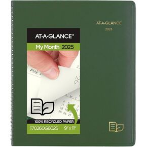AT-A-GLANCE 2026 Planner, Monthly, 9" x 11", Large, Recycled, Green (70260G6026)