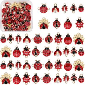 45Pcs Ladybug Connectors Charms Lady Beetle Links Pendant Ladybird Rhinestone Charms for Jewelry Bracelets Necklace Earrings Making DIY Craft Supplies