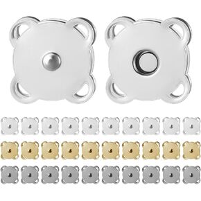 Plum Magnetic Snaps 30 Sets 14mm Sewing Plum Magnetic Snaps Buttons Closure Buttons for Purse Handbags Clothes (Bronze, Silver, Dark Gray)