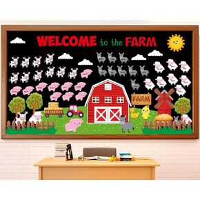 ZOIIWA Welcome to The Farm Bulletin Board Set Farm Animals Classroom Decorations Farm Animal Cutouts Farm Bulletin Board Border Wall Classroom Decor for Back to School Teacher Supplies