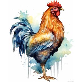 QACEYID Paint by Numbers Kit for Adults, Watercolor Rooster, Paintings for Home Toys and Games, 40x50cm No Frame