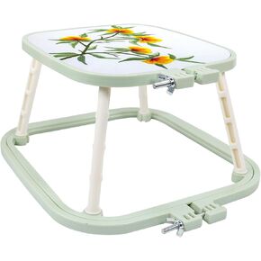 Guofa 2-Layer Embroidery Frame Stand- Adjustable Trapezoidal Design Frame for Cross Stitch, Needlework and Sewing Crafts- Durable Plastic Hoops with Easy Setup (Green, Large)