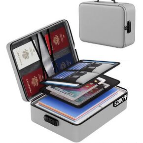 Fireproof Document Organizer Waterproof File Box Safe Storage Bag Large Capacity Portable Folder Holder for Home Office Travel Durable Secure Protection