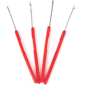 Beauty Headquarters 4 Pack 2mm x 2mm Stainless Steel Latch Hook Crochet Needles for Micro Links & Feather Hair Extensions