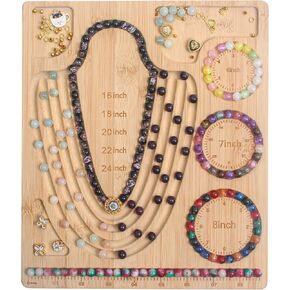 Bead Board for Jewelry Making, Bamboo Beading Tray Design Mat for Necklaces, Bracelets, and Crafts. Portable Bracelet Sizer Jewelry Making Supplies
