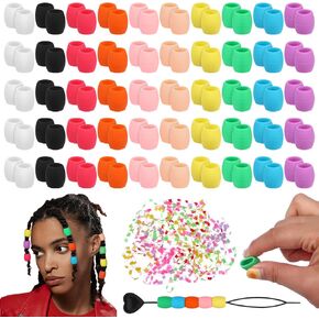 Youdaju 100 Pcs Large Silicone Hair Beads for Kids & Girls - Soft Colorful Pony Beads Bulk Hair Accessories for Braids, Loc & Dreadlocks - Jewelry Making Kit