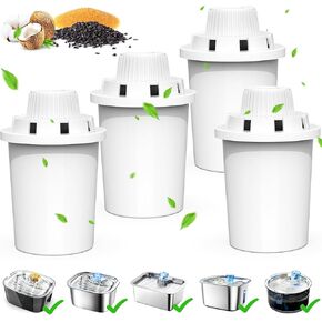 Dog Water Fountain Filters Replacement – 4 Pack Replacement Filters for Lesotc Dog Water Bowl Dispenser Pet Fountain, High-Efficiency Activated Carbon Cartridges for Cleaner & Healthier