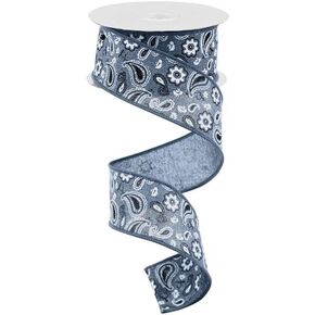 Blue Bandana Wired Edge Ribbon | 10 Yards | 1.5 inch Western Bandana Ribbon