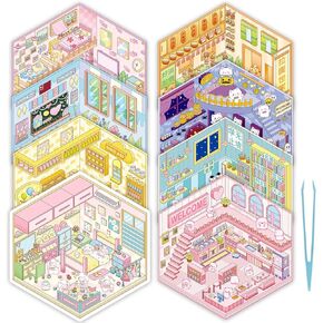 DIY 3D Sticker Scenes 8 Sets of Cute Cartoon Stickers for Kids and Adults, Reusable, Waterproof, and Multi-Theme Sticker Collection