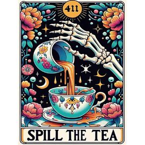 croshom Diamond Art Kits for Adults, Skull Diamond Painting Kits for Adults Beginners, 5D DIY Full Dril Diamonds Art Painting Kits for Gifts, Home Wall Decor 12" x 16", Spill The Tea
