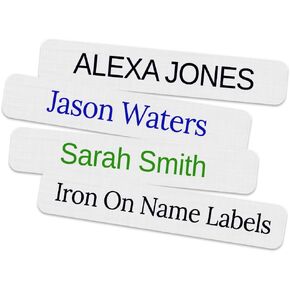145 pc Iron On Name Tags for Clothing Washable PreCut 2" x 3/8" Personalized Custom Name Label Use Iron on Labels for Nursing Homes Summer Camp School Day Care