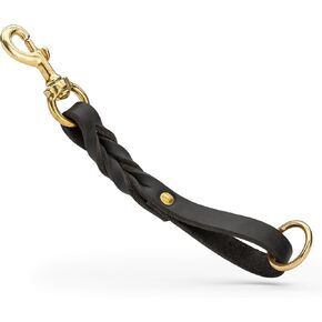 Viper Braided Leather Pull Tab Dog Leash – Durable & Stylish Training Tab with Brass Snap, 10in Long | Quick Control & Off-Leash Obedience Training