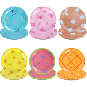 60 Pcs 7 Inch Yellow Sponge Cartoon Plates Yellow Sponge Theme Party Supplies Disposable Dinner Plate Ocean Paper Plates for Birthday Baby Shower Party Decorations Under the Sea PartiesTableware