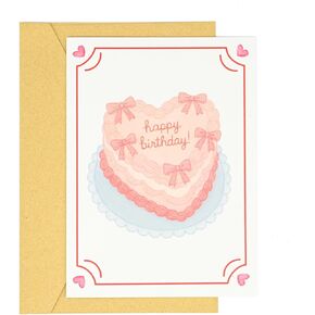 Coquette Pink Bow Birthday Card – Girly Happy Birthday Greeting Card for Her, Best Friend, Daughter, Mom, Wife – Cute Fancy Watercolor Design with Envelope (Pink Bow)