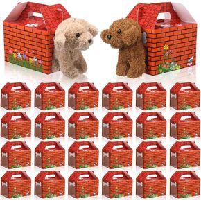 24 Pcs Dog Party Favor Boxes Animals Adoption Party Box Puppy Treat Bags with Holes Dog House Shaped Gift Cases Theme Candy pack Foldable Decoration for Puppy Birthday Favor Shower Decoration