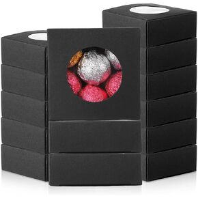 HOFURME 110 Pcs Valentine's Day Kraft Paper Box with Clear Window Homemade Soap Boxes Presents Packaging Boxes for Bakery Cookies Cake Packaging Birthday Gift Boxes(3 x 3 x 1.2 Inch,Black)