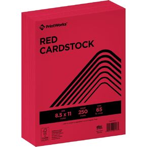 PrintWorks Bright Red Colored Cardstock 8.5" x 11" - 65 lb/176 gsm - 250 Sheets - Made in the USA - FSC® Certified - Acid-Free & Fade-Resistant - Printer & Cut Machine Compatible (00117)