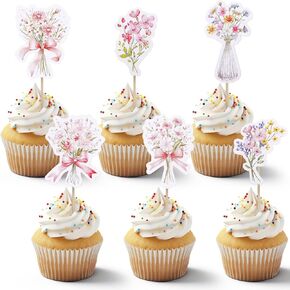 54pcs Baby In Bloom Cupcake Toppers Wildflower Cupcake Toppers Flower Floral Baby Shower Cake Decorations Cupcakes Picks Party Supplies For Girls Women Wildflower Birthday Party Decorations