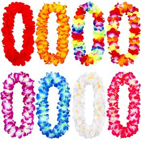Elcoho 12 Pieces Thickened Leis Necklace and Bulk Leis Garland - Hawaiian Floral Luau Party Supplies and Summer Decorations