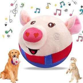 Interactive Dog Toys for Boredom, Squeaky Dog Toys with Recording and Music Modes, Rechargeable Jumping Moving Dog Chew Toys for Small/Medium/Large Dogs to Keep Them Busy