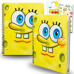 Spongebob Squarepants Back to School Supplies Set - School Bundle of 2 Notebooks, Stickers, More | Spongebob Composition Journal Set for Girls, Boys