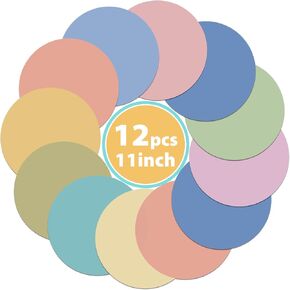 24Pack Colorful Erase Circles 11.4 Inch Large Dry Erase Table Dots Paper Stickers Floor Dots Sticker for Elementary Kindergarten Preschool School Classroom Tables Wall Decoration(Candy Colors)