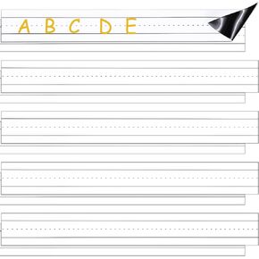 Kisston 10 Pcs Magnetic Sentence Strips 24 x 3 Inch Reusable Dry Erase Sentence Strips with Ruled Lines Magnets for Whiteboard Teacher Classroom Student School Gift, White