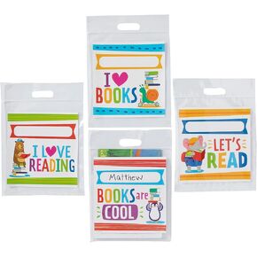 Fun Express 10 1/2" x 14 1/4" Animal Reading Buddy Plastic Book Bags – 12 Pieces