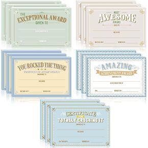 15 Set Motivational Achievement Certificate Fill in Sticky Note Pads 6" x 4" Repositionable Recognition Award Sticky Pads for Students Employee, 50 Sheets Per Pad, Set of 5 Designs