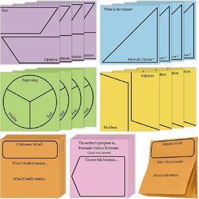 24 Pcs Sticky Notes 3.15 Inches Reading Response Self Stick Pads Reading Note Stickers Colorful Educational Note Paper for Kids Reading Learning Activities Home Office, 30 Sheet Each Pad