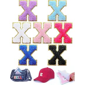 52 Pcs Chenille Letter Patches Self Adhesive Iron On for Backpacks, 2.17 Inch Glitter Letter Stickers Preppy Varsity for Clothing Jackets Hat Laptop (Pink Letters)