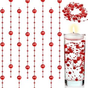 50 PCS Floating Pearls for Centerpieces Vases, 50cm String of Pearls, White Faux Pearl Beads for Floating Candles, Vase Filler, Christmas Tree Decor, Table Decorations for Wedding (Sliver)