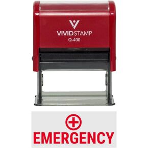 Vivid Stamp Emergency Medical Self-Inking Rubber Stamps (Red Ink) - Q-400