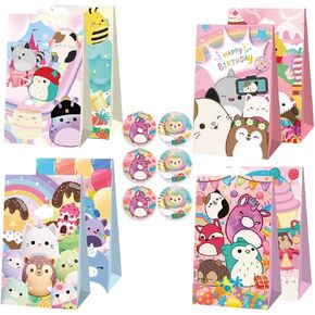 8 Pcs Cartoon Animation Theme Party Bags，8pcs Gift B-ags and 12pcs Decoration S-tickers，Birthday Party Favors.