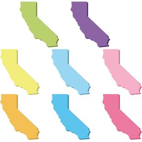 8 Pads/ 240 Sheets California State Shaped Sticky Notes Self Stick Notes Colorful Memo Note Pad for Traveler Coworkers Birthday Souvenirs Farewell Gifts (Multicolors)