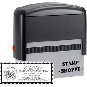 West Virginia Notary Grey Stamp Self Inking | Printy 4913, 2.3x0.81 Inch Rectangular Prints | West Virginia (Two Stamps (Same Customization)