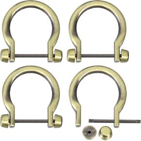 uxcell D-Rings Screw in Shackle, Zinc Alloy Horseshoe U Shape D Ring Buckles for Purse DIY Leather Craft