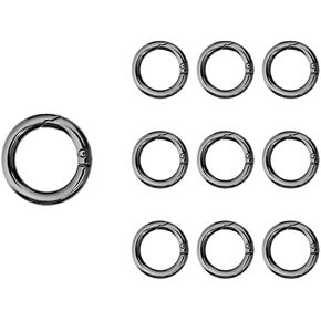 Zinc Alloy Metal O Rings Clip Keychain Spring Round Snap Buckle DIY Hardware Accessories for Purses,Shoulder Bag,Key,Pet Supplies,Crafts,Pendant(Black)