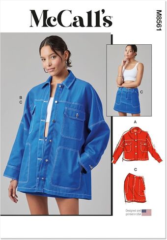 McCall's Misses' Jacket in Two Lengths and Skirt Sewing Pattern Packet, Design Code M8561, 8-10-12-14-16, Multicolor in Saudi Arabia