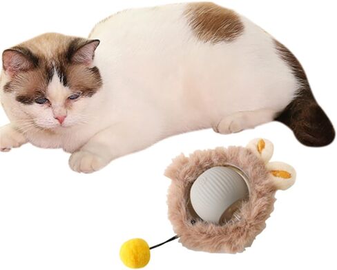 Interactive Cat Ball Toy Set, Automatic Rolling Chase Ball with Fluff Tail，A Small Mice with LED Light, Rechargeable in Saudi Arabia